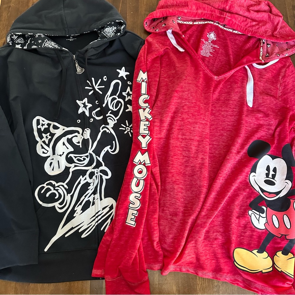 Disney Parks Authentic Bundle (2) Womens 2X Sweatshirt and Hooded Long Sleeve